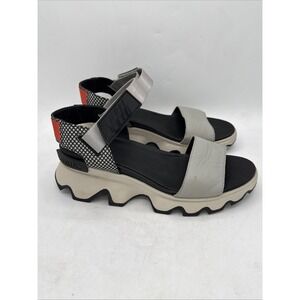 SOREL Kinetic Impact Y-Strap High Wedge Sandals sz 8.5 Gray (EUC)